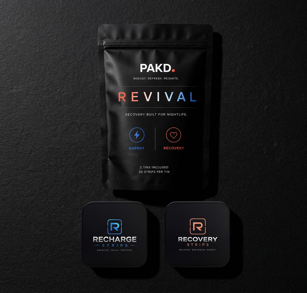 Revival PAKD pouch and tins flatlay
